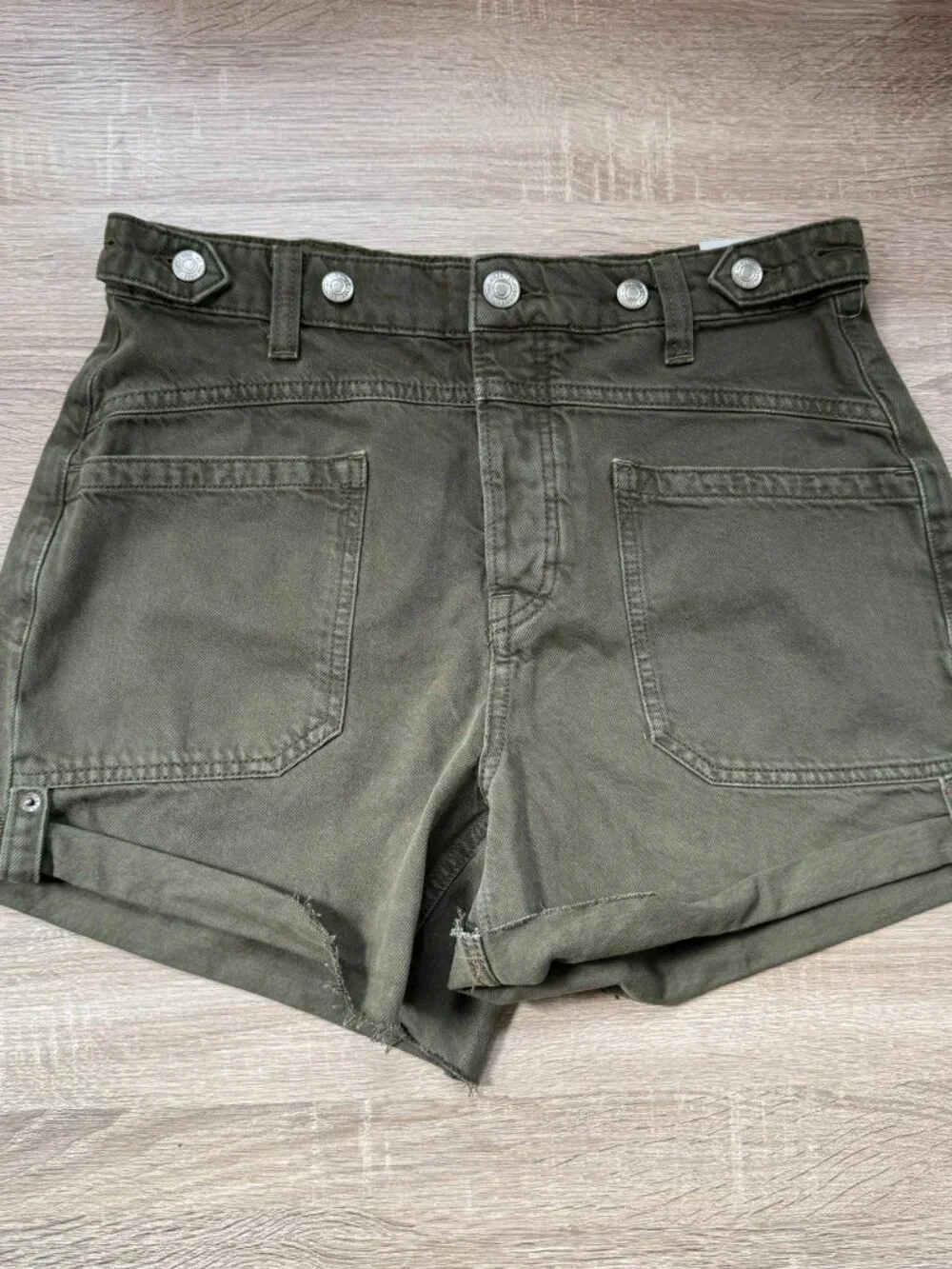 NWT Free People We The Free Palmer Cuffed Jean Shorts Green 28